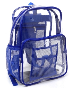 See Thru Clear Bag Large Backpack School Bag CW216 BLUE